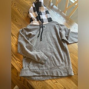 Victorias secret pink grey and buffalo check hoodie large